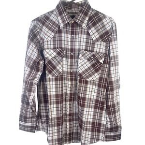 Levi Strauss & Co Men's‎ Plaid Western Shirt Size M Polyester Cotton Long Sleeve